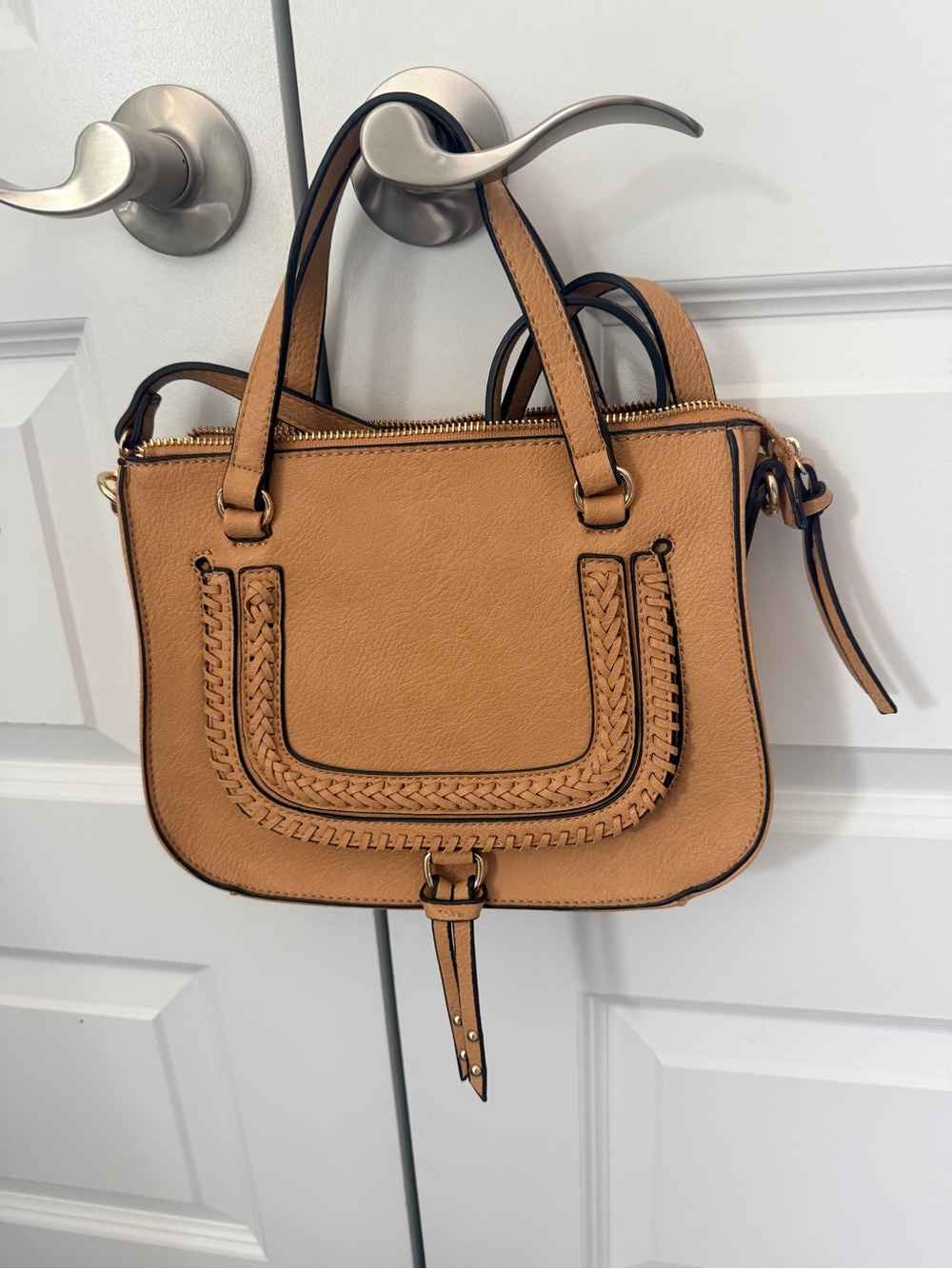 Tan Women's Shoulder Bag - Classic Braided Detail